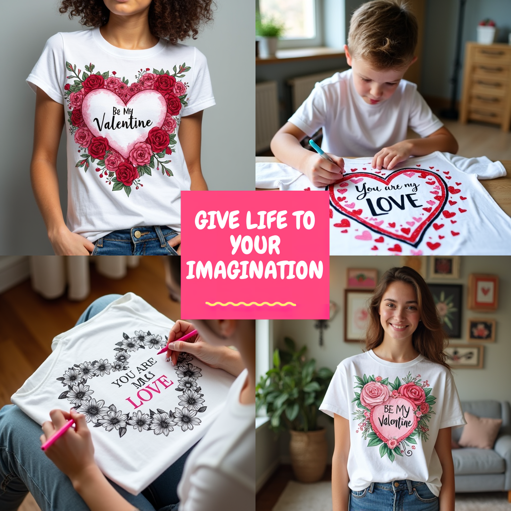 Women's T-shirt Coloring Kit with 10 Fabric Markers - Valentine