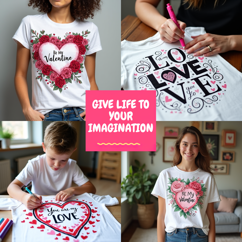 Kid's T-shirt Coloring Kit with 10 Fabric Markers - Valentine's Day