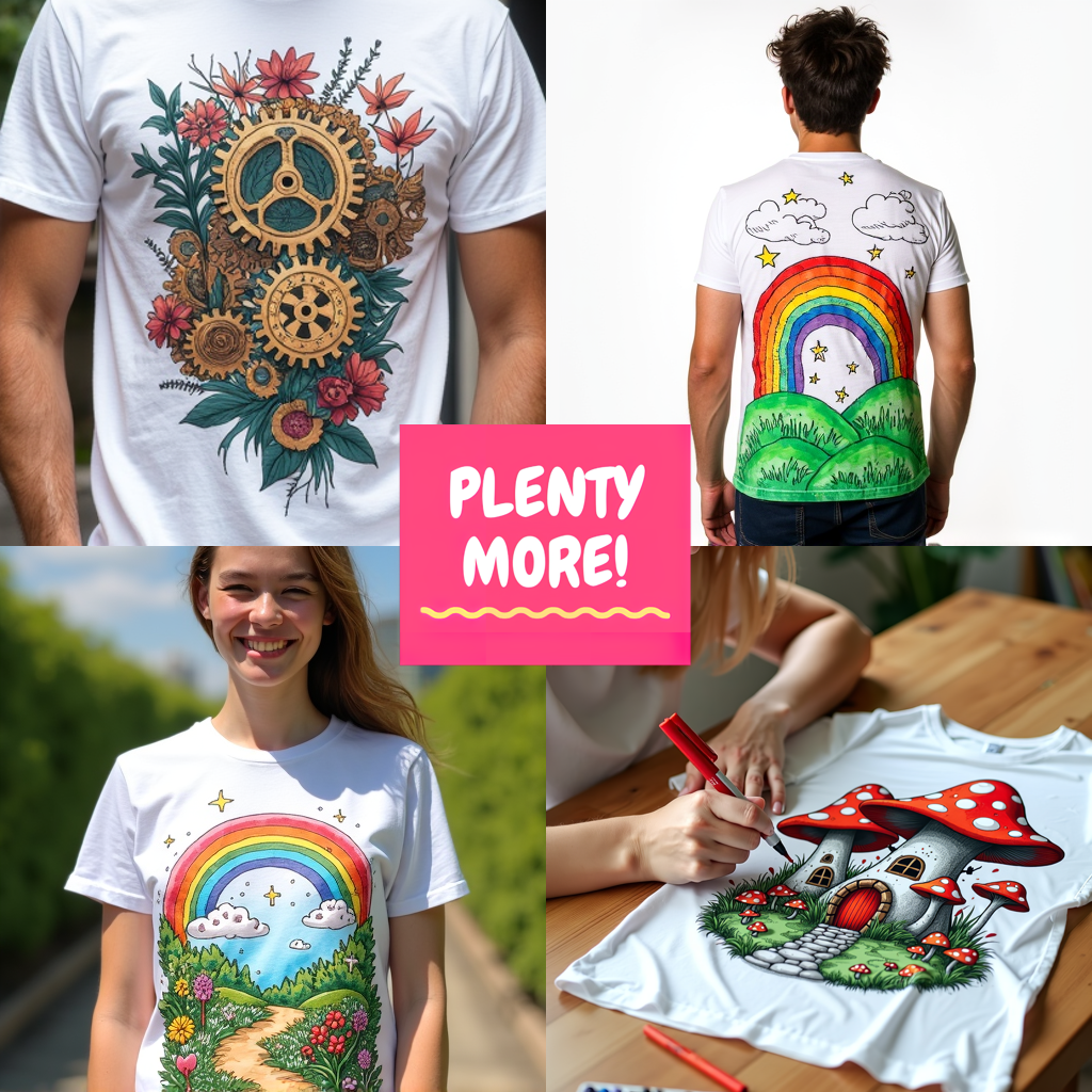 Unisex T-shirt Coloring Kit with 10 Fabric Markers - Hearts
