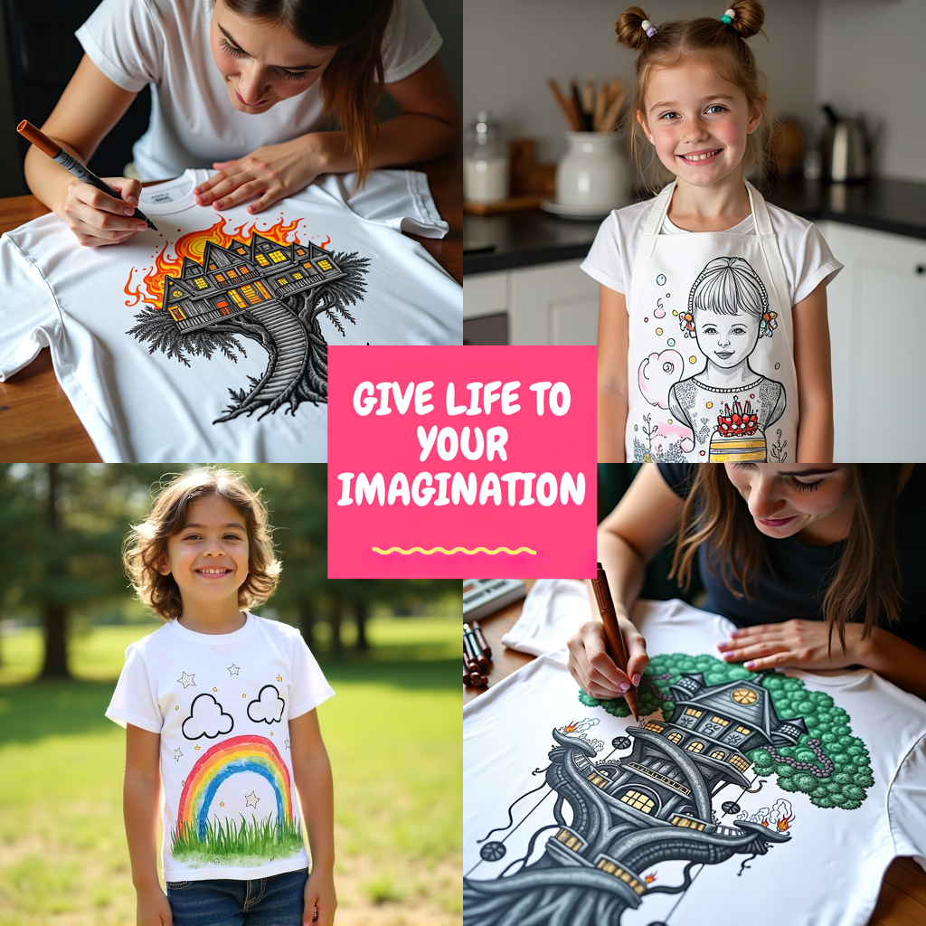 Women's T-shirt Coloring Kit with 10 Fabric Markers - Hearts