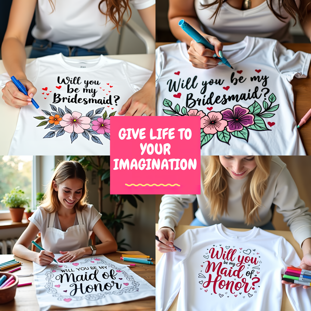 Unisex T-shirt Coloring Kit with 10 Fabric Markers - Heart
