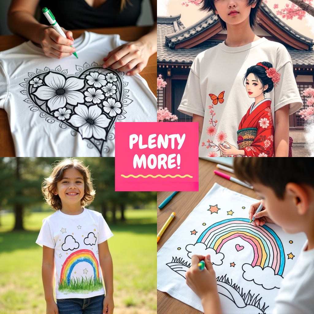 Women's T-shirt Coloring Kit with 10 Fabric Markers - Heart