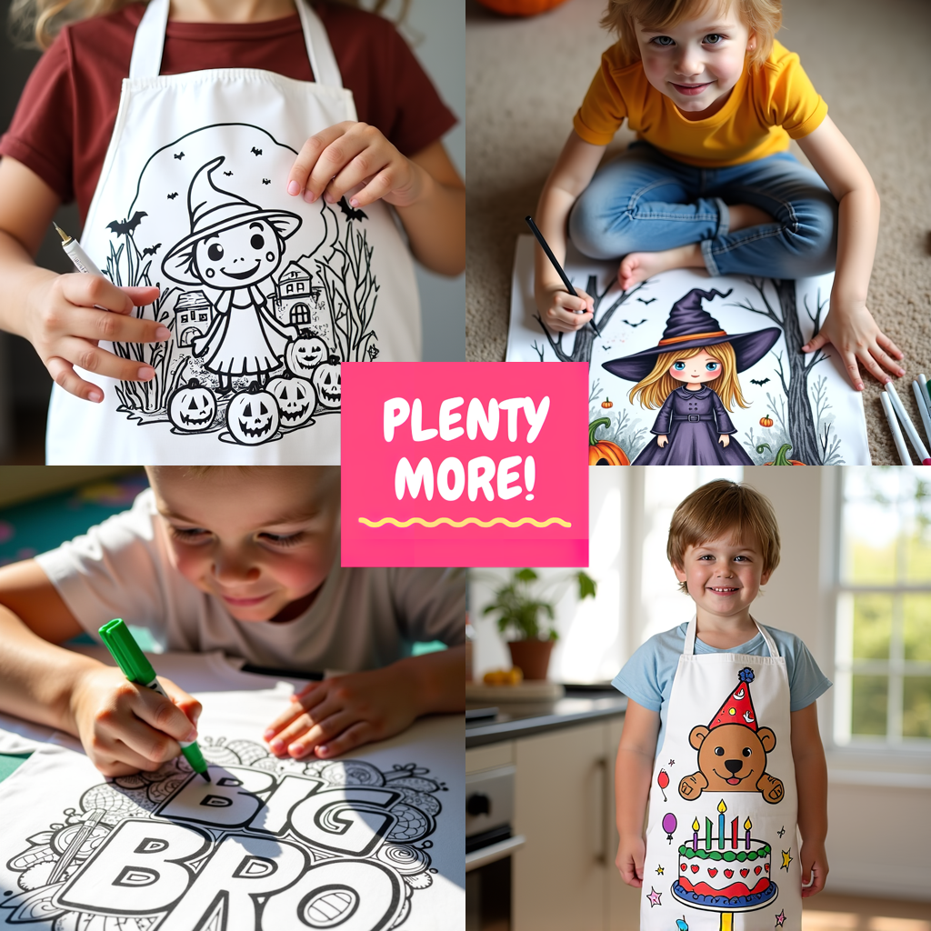 Apron Coloring Kit with 10 Fabric Markers - Easter Bunny