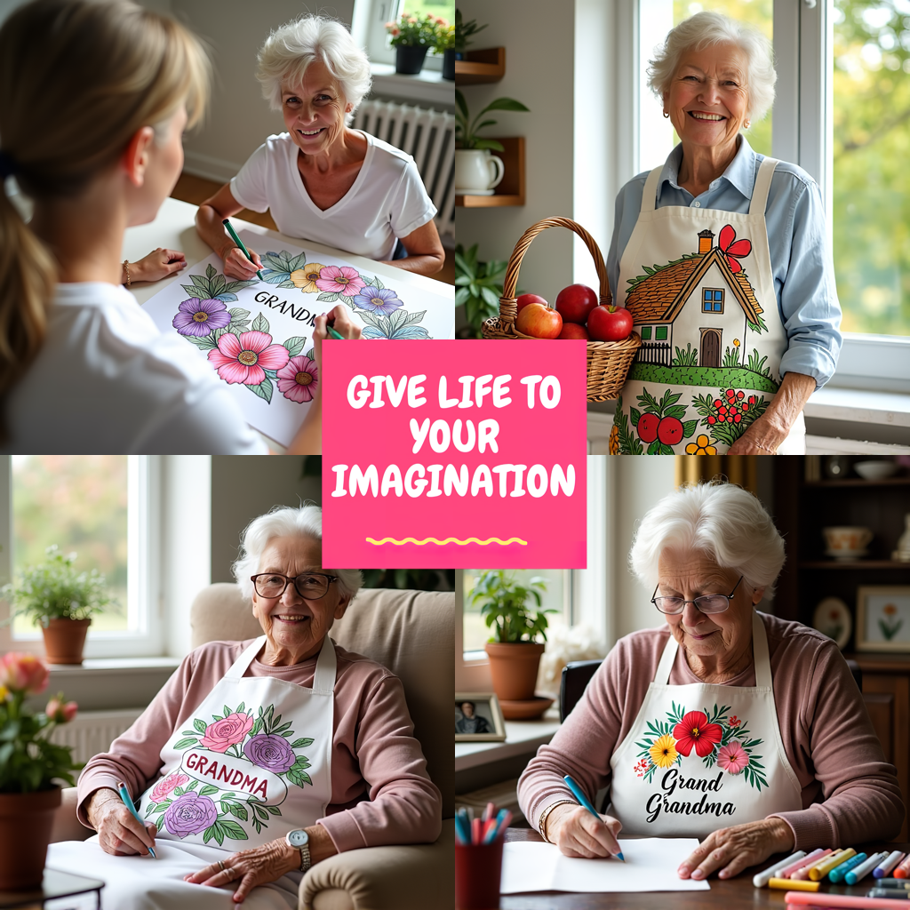 Indoor Wall Tapestries Coloring Kit with 10 Fabric Markers - Grandma