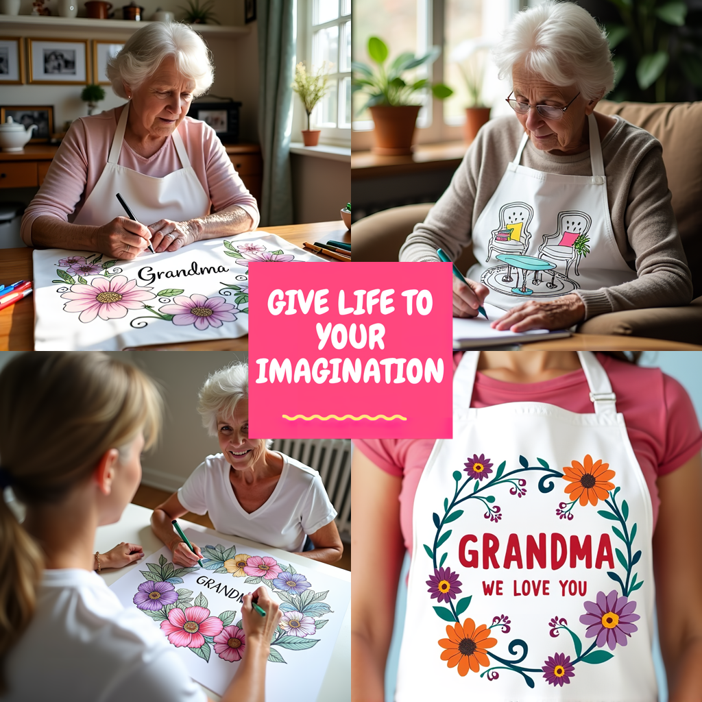 Indoor Wall Tapestries Coloring Kit with 10 Fabric Markers - Grandma