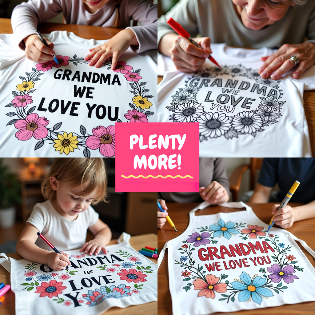 Apron Coloring Kit with 10 Fabric Markers - Gift for Grandma