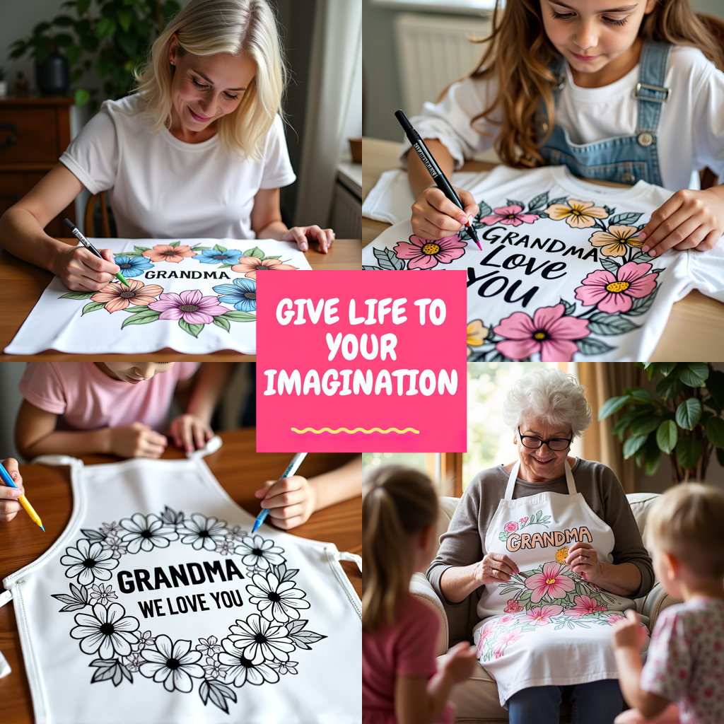 Indoor Wall Tapestries Coloring Kit with 10 Fabric Markers - Grandma