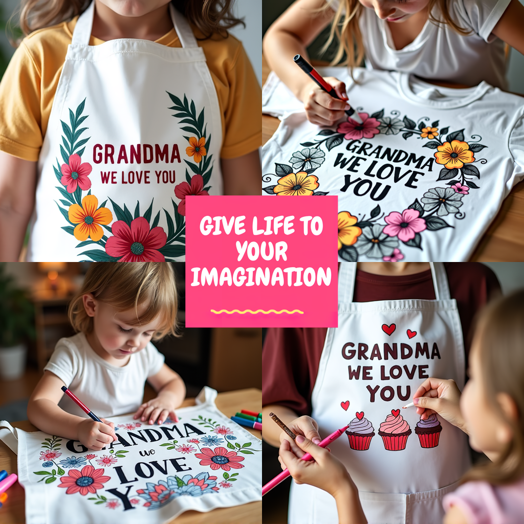 Kid's T-shirt Coloring Kit with 10 Fabric Markers - Grandma