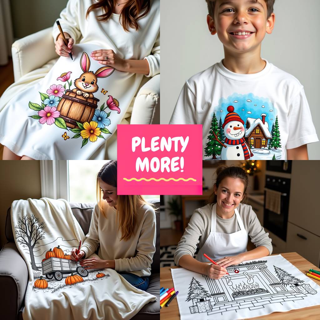 Adult Sweatshirt Coloring Kit with 10 Fabric Markers - Easter Bunny