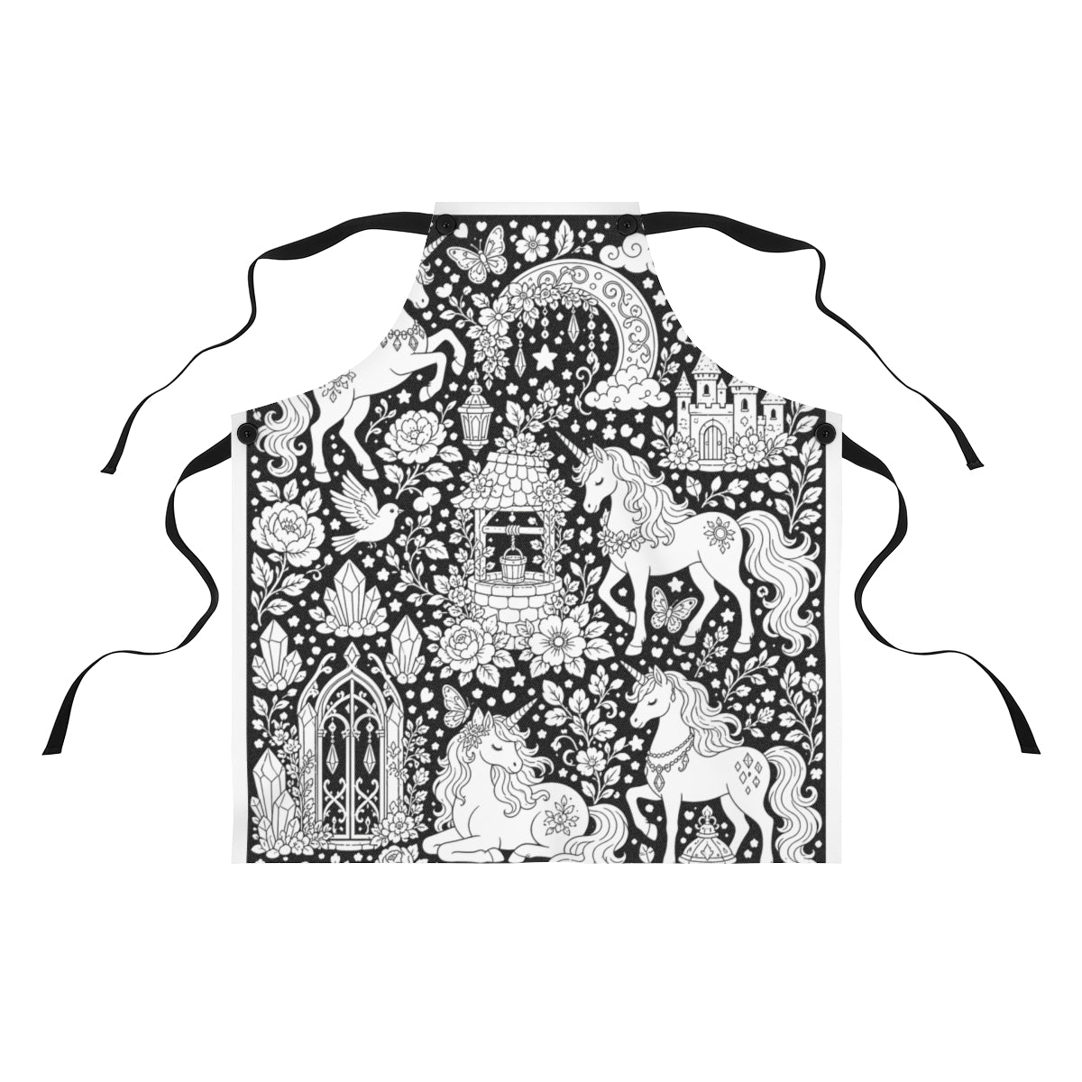 Unicorn Meadow Apron kit shown in a lifestyle mockup - front view