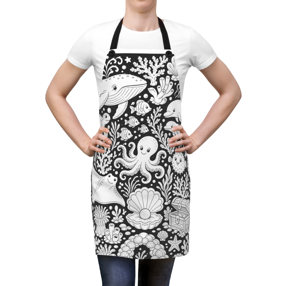 Ocean Reef Friends Apron kit shown in a lifestyle mockup - worn by a woman