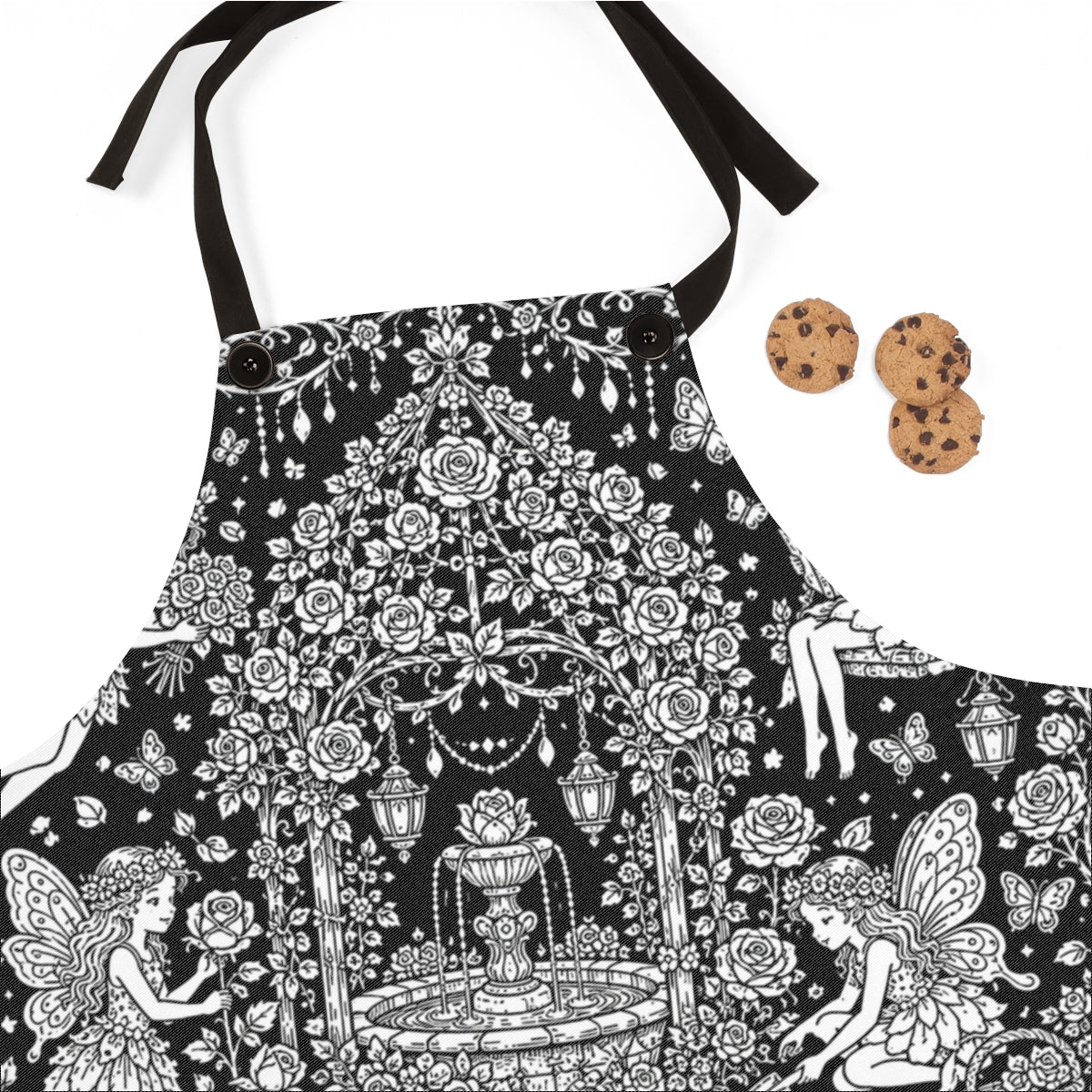 Fairy Rose Garden Apron kit shown in a lifestyle mockup - fabric close-up