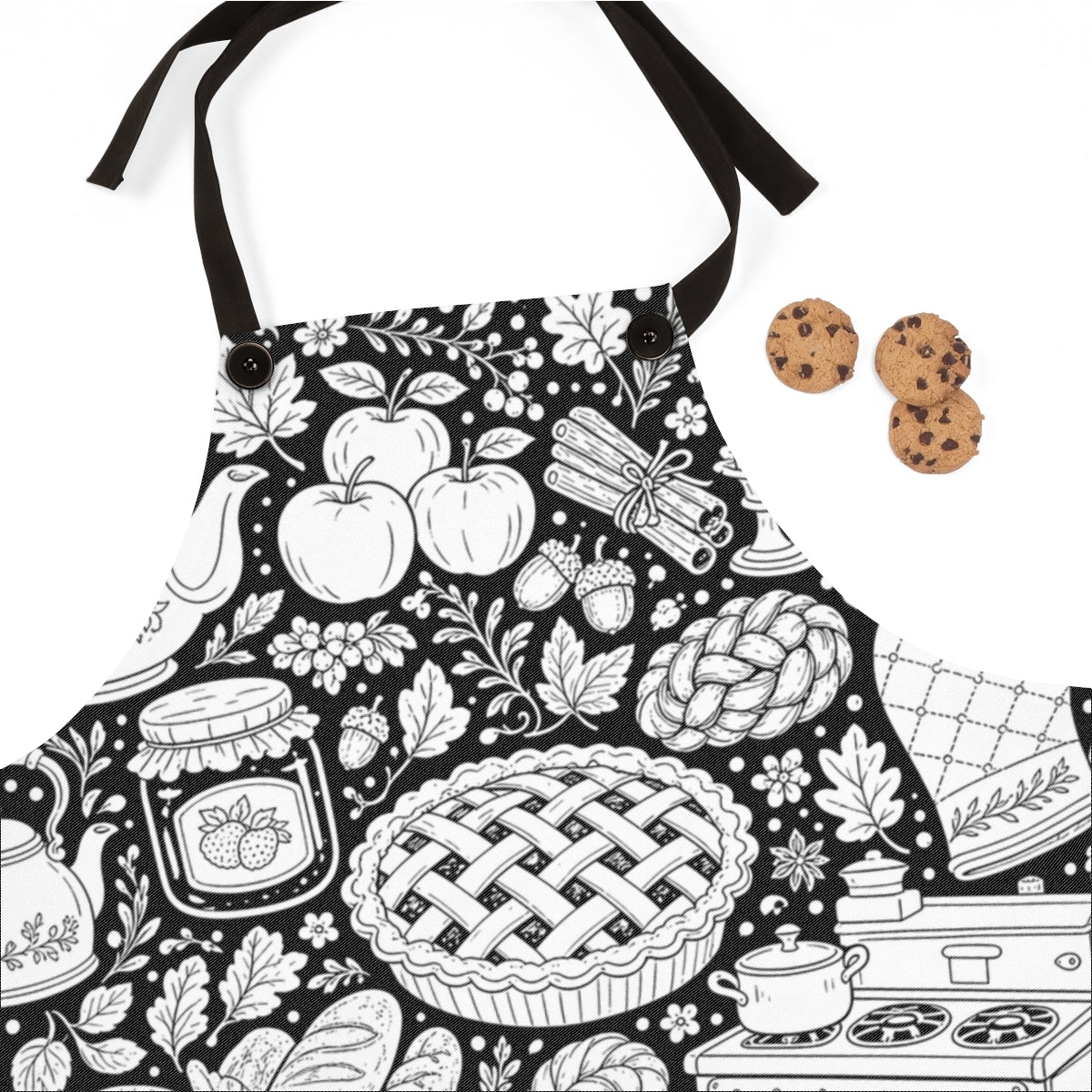 Autumn Kitchen Apron kit shown in a lifestyle mockup - fabric close-up