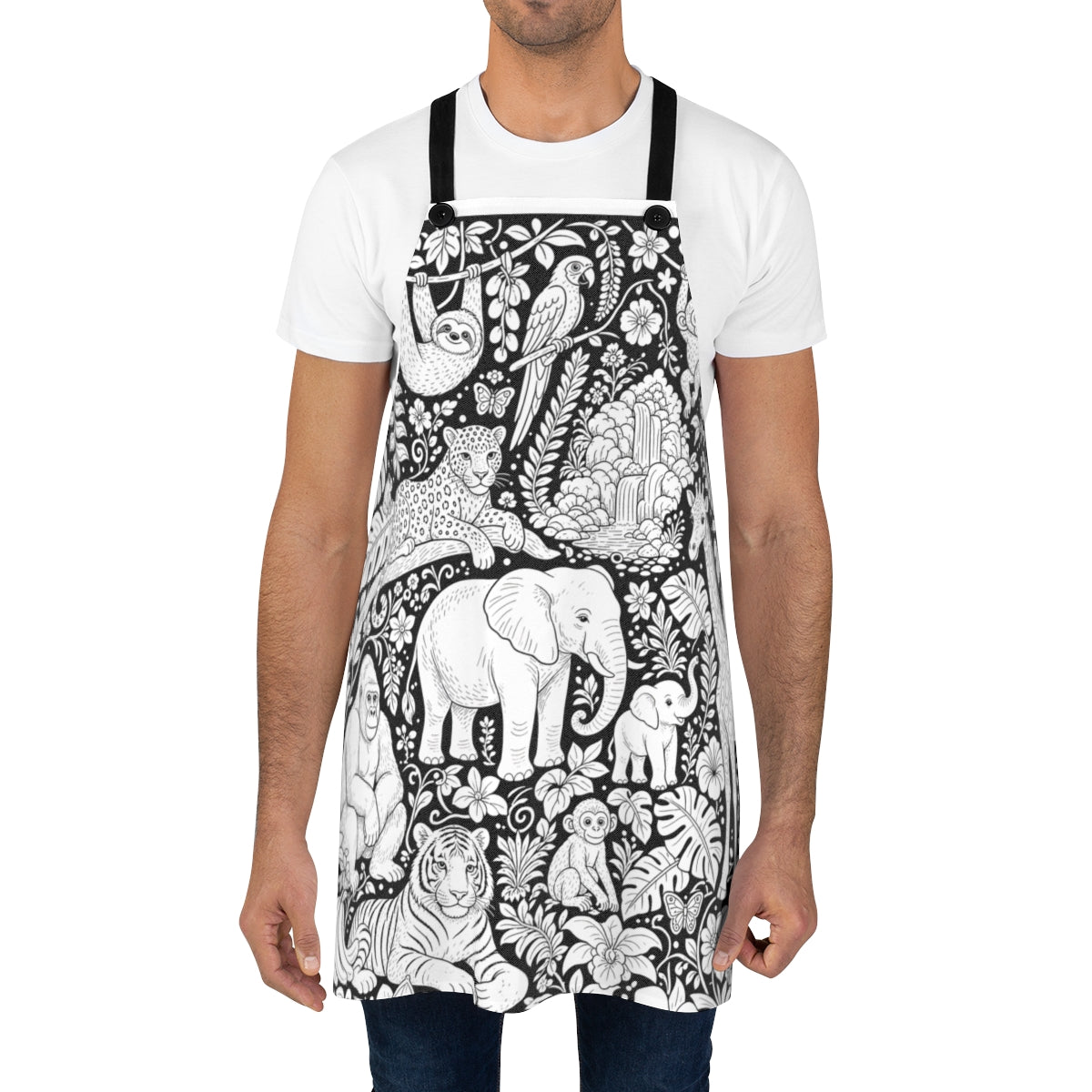 Tropical Jungle Safari Apron kit shown in a lifestyle mockup - worn by a man