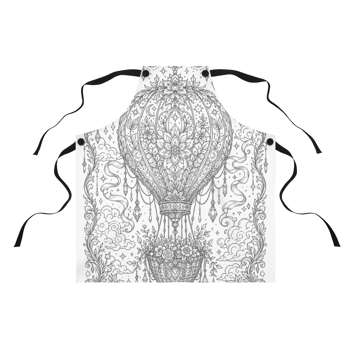 Celestial Hot Air Balloon Apron kit shown in a lifestyle mockup - front view
