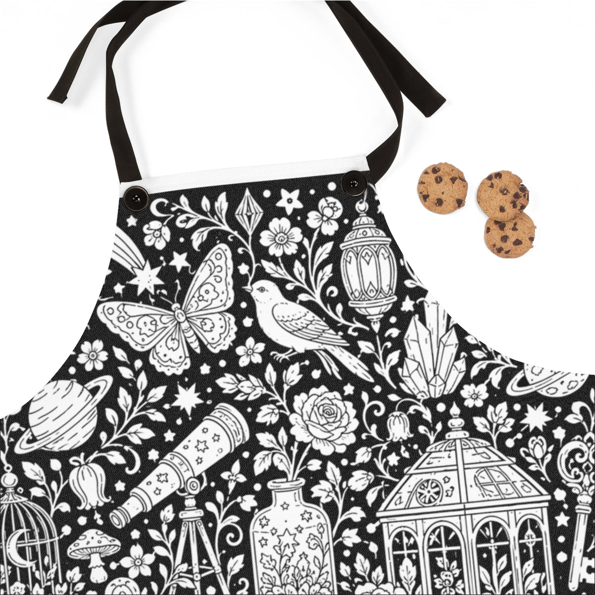 Celestial Fantasy Apron kit shown in a lifestyle mockup - fabric close-up