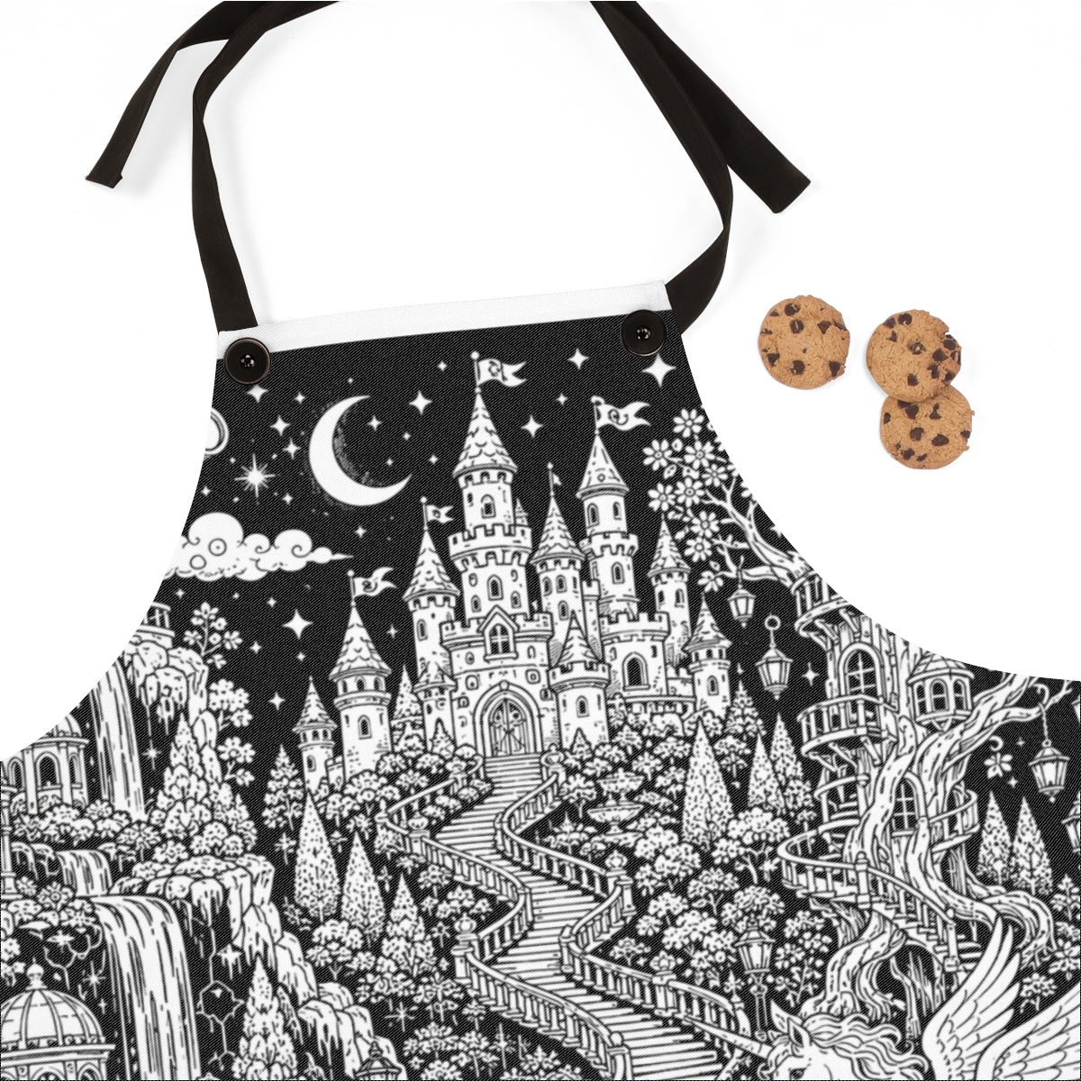 Enchanted Castle Kingdom Apron kit shown in a lifestyle mockup - fabric close-up
