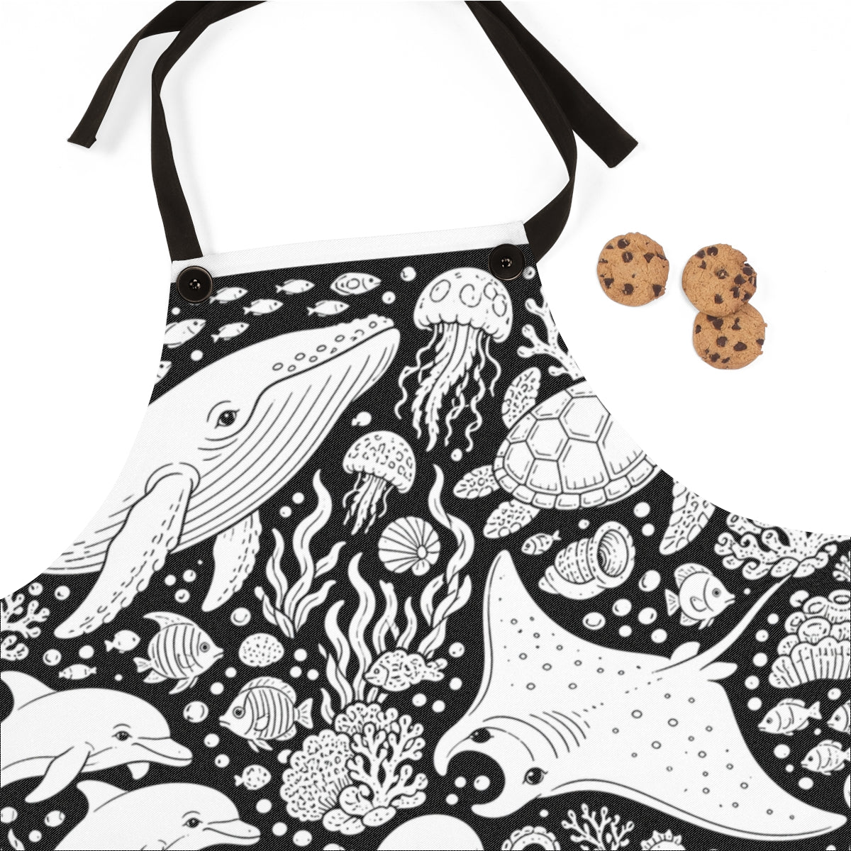Ocean Wildlife Coral Reef Apron kit shown in a lifestyle mockup - fabric close-up