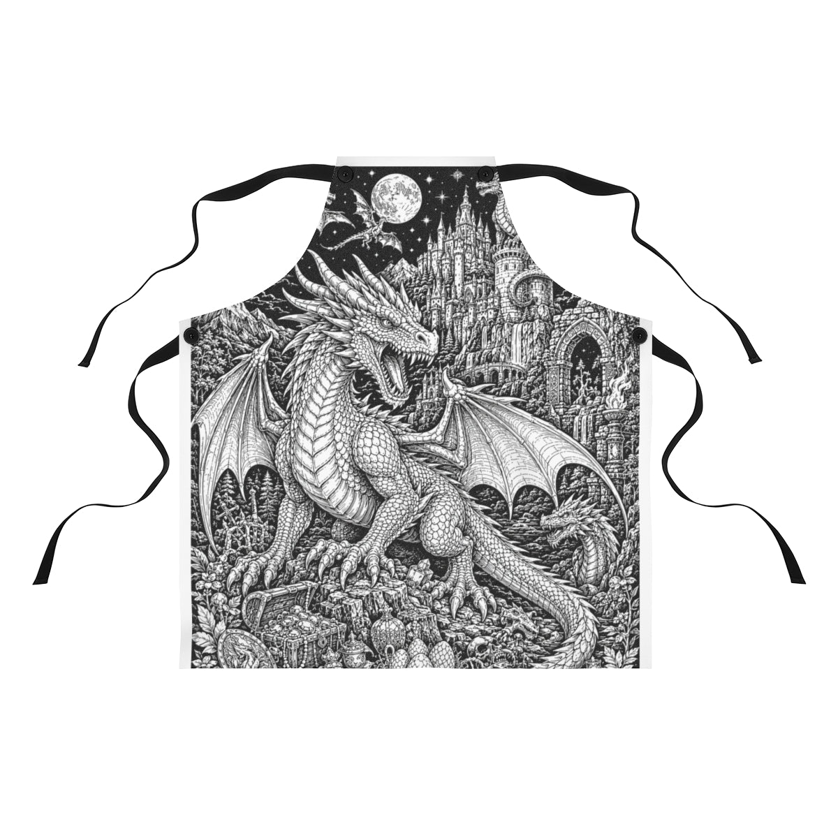 Moonlit Dragon Castle Apron kit shown in a lifestyle mockup - front view
