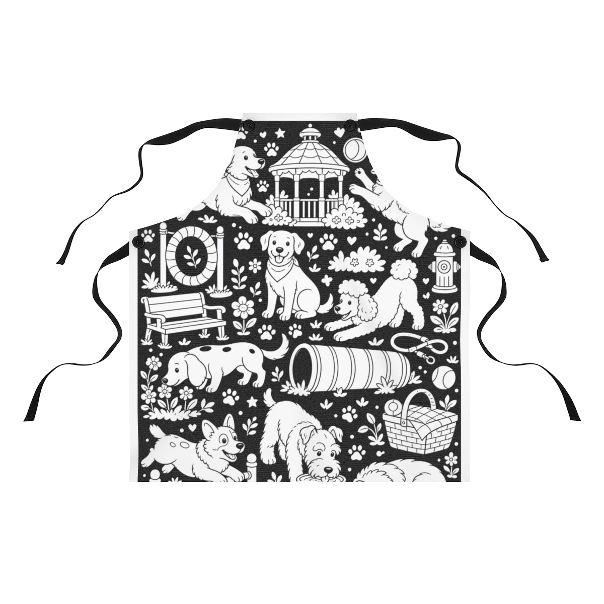 Dog Park Puppies Apron kit shown in a lifestyle mockup - front view