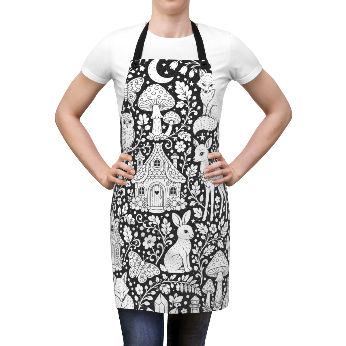 Enchanted Woodland Apron kit shown in a lifestyle mockup - worn by a woman