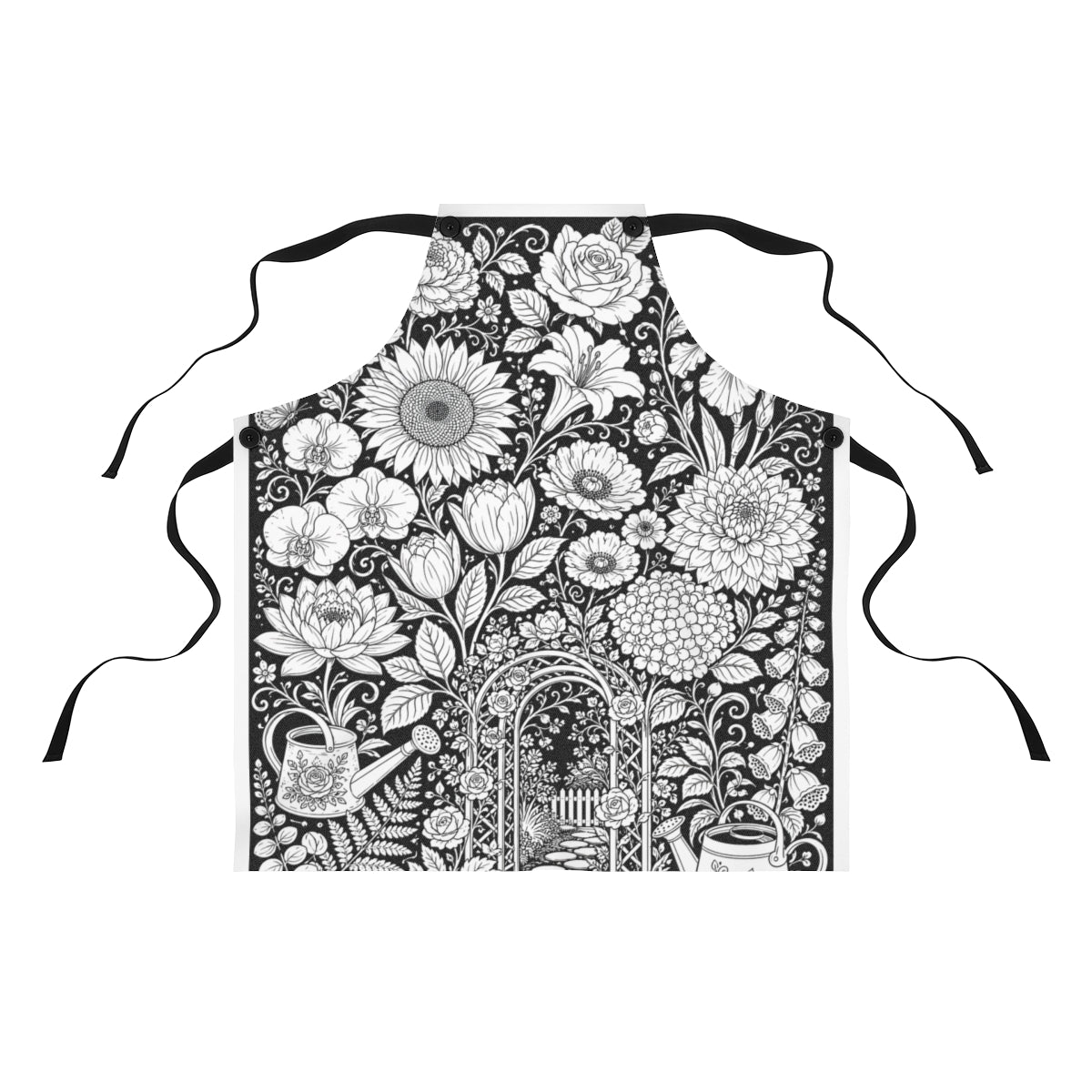 Garden Arbor Blooms Apron kit shown in a lifestyle mockup - front view