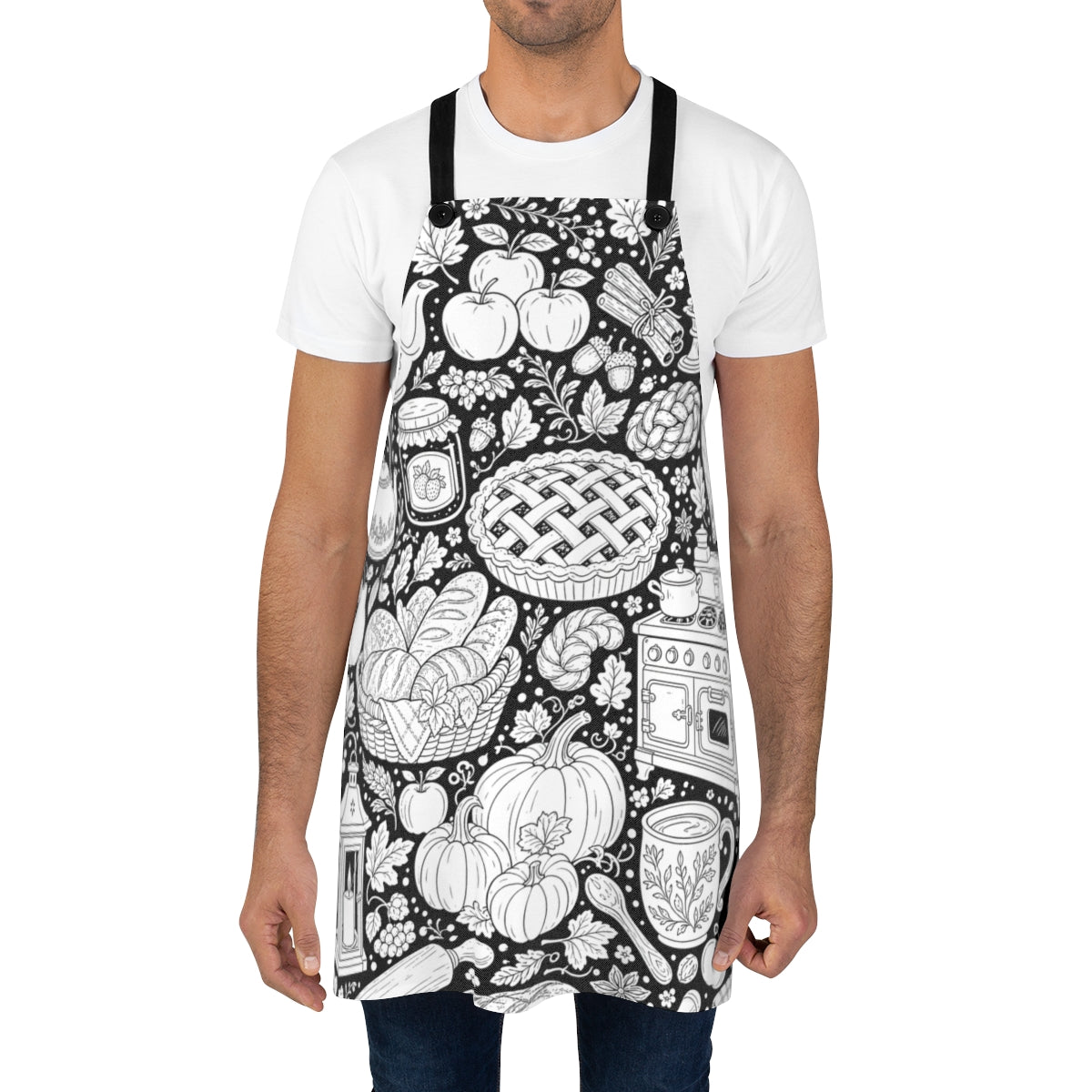 Autumn Kitchen Apron kit shown in a lifestyle mockup - worn by a man