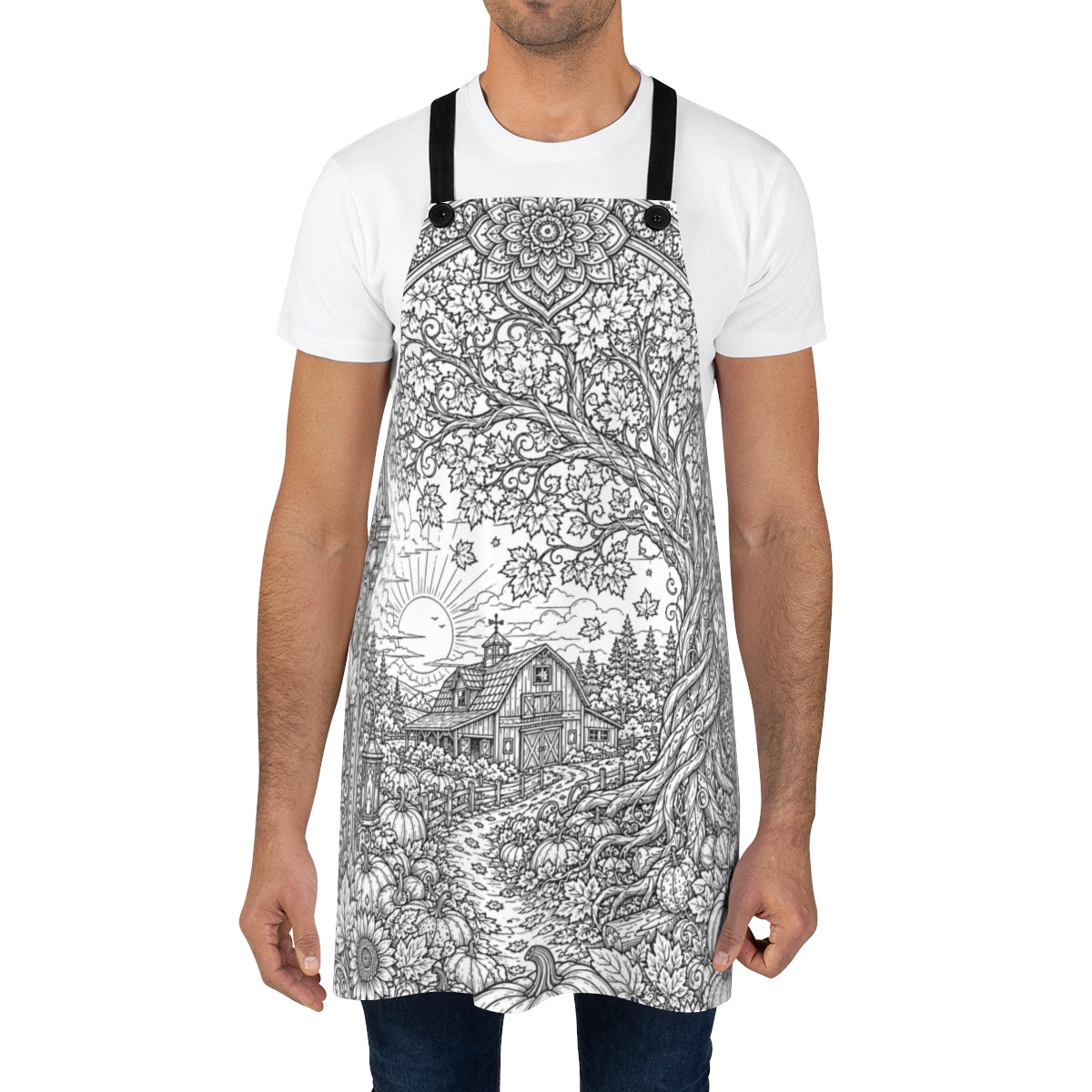 Autumn Sunrise Barn Apron mockup option - lifestyle-man - v61434