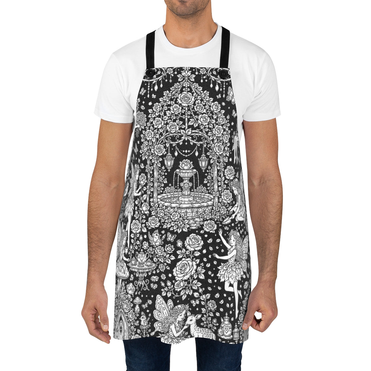 Fairy Rose Garden Apron kit shown in a lifestyle mockup - worn by a man