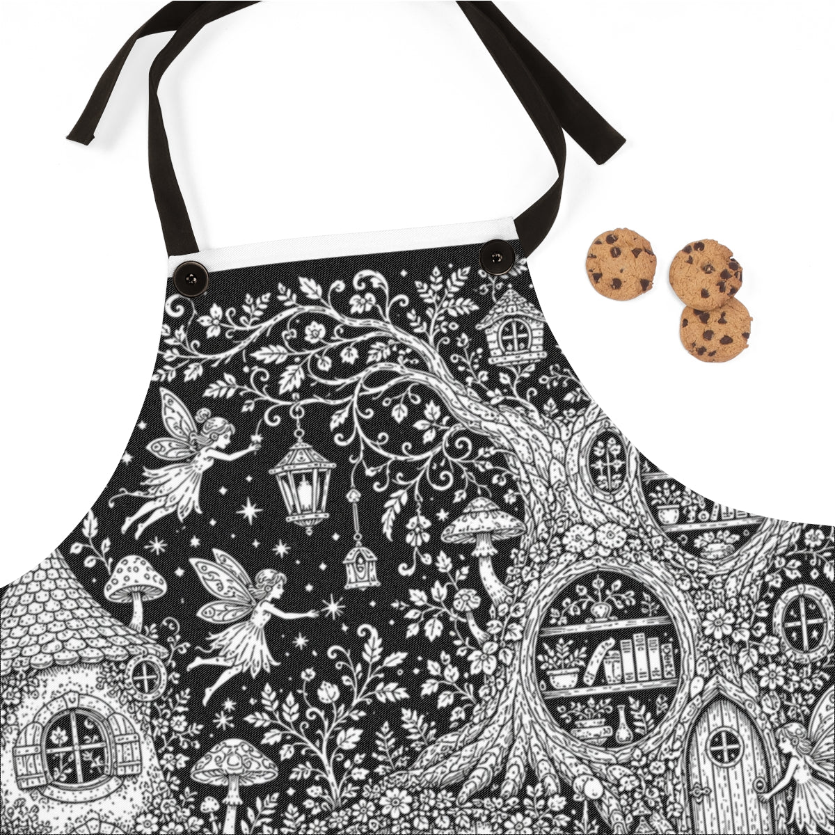 Mushroom Woodland Unicorn Apron kit shown in a lifestyle mockup - fabric close-up