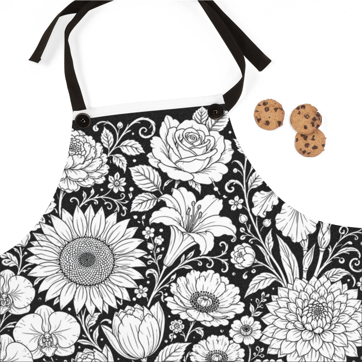 Garden Arbor Blooms Apron kit shown in a lifestyle mockup - fabric close-up