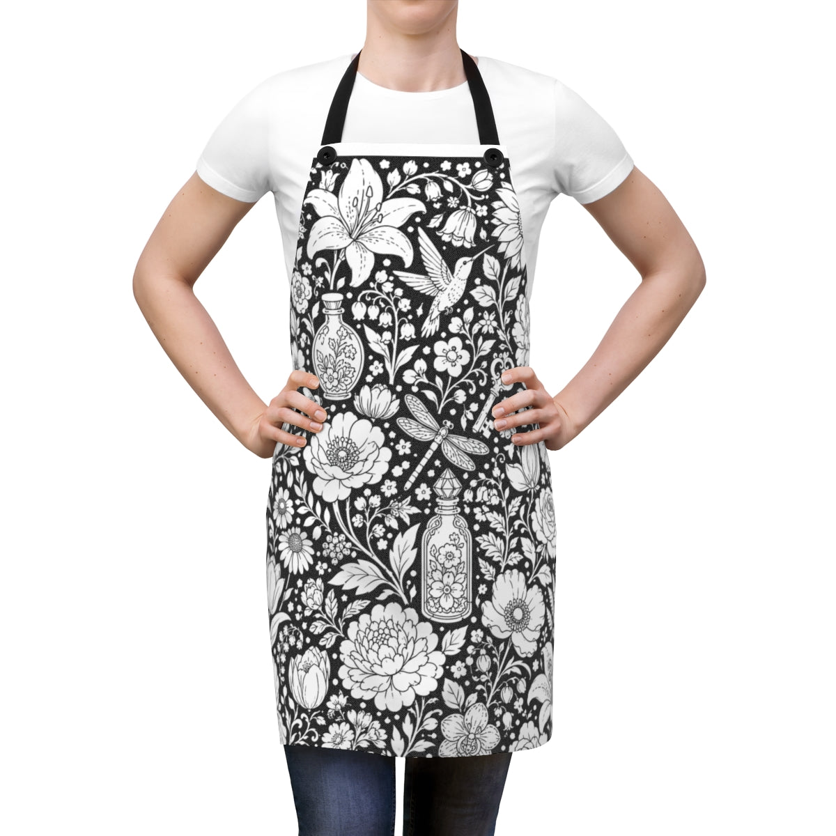 Botanical Garden Apron kit shown in a lifestyle mockup - worn by a woman