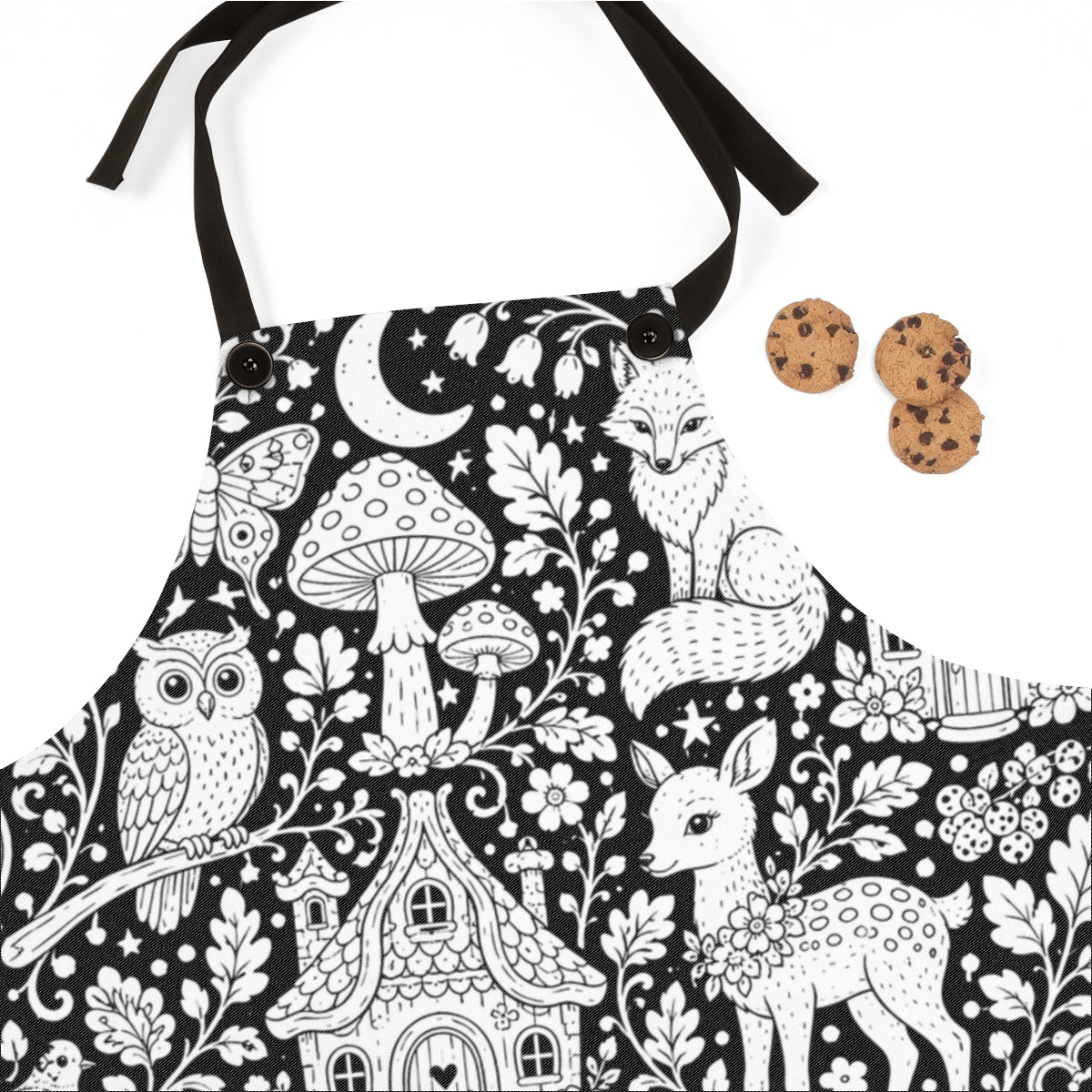 Enchanted Woodland Apron kit shown in a lifestyle mockup - fabric close-up