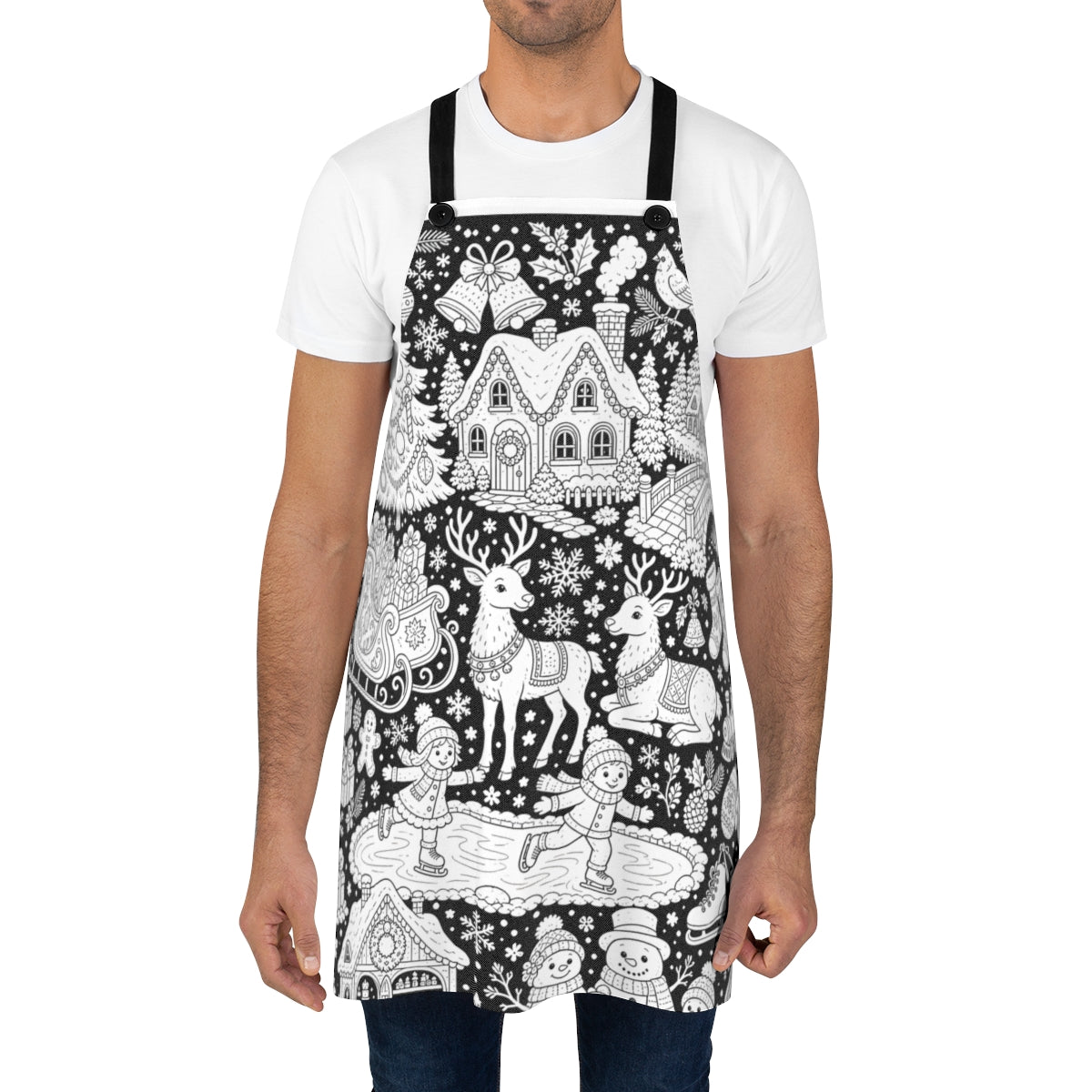 Christmas Winter Wonderland Apron kit shown in a lifestyle mockup - worn by a man