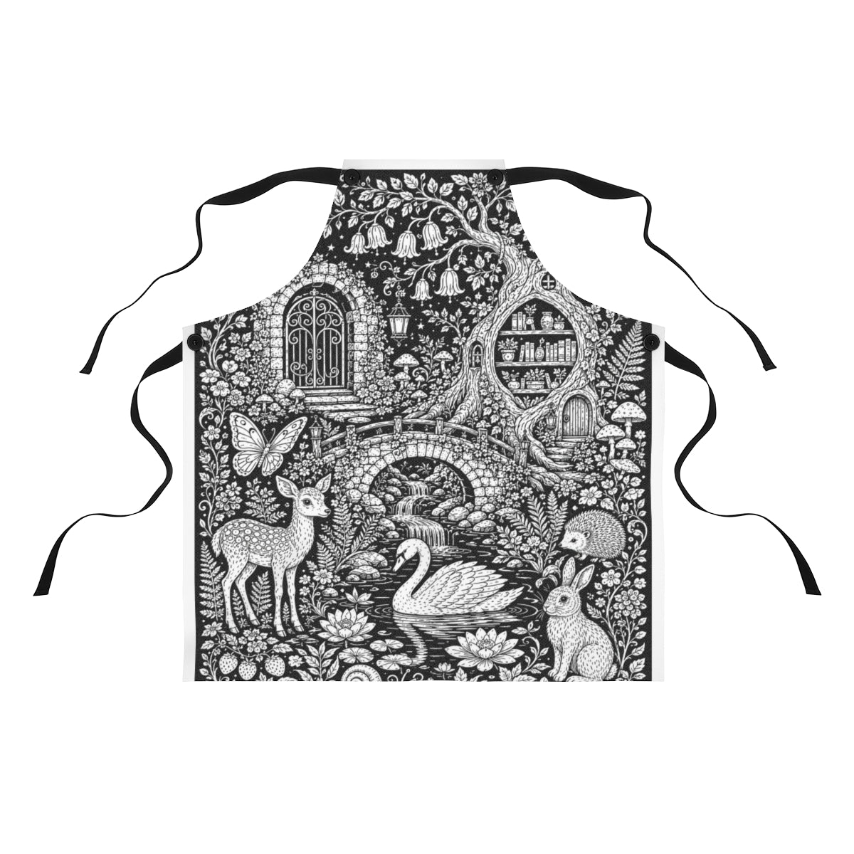 Moonlit Woodland Pond Apron kit shown in a lifestyle mockup - front view