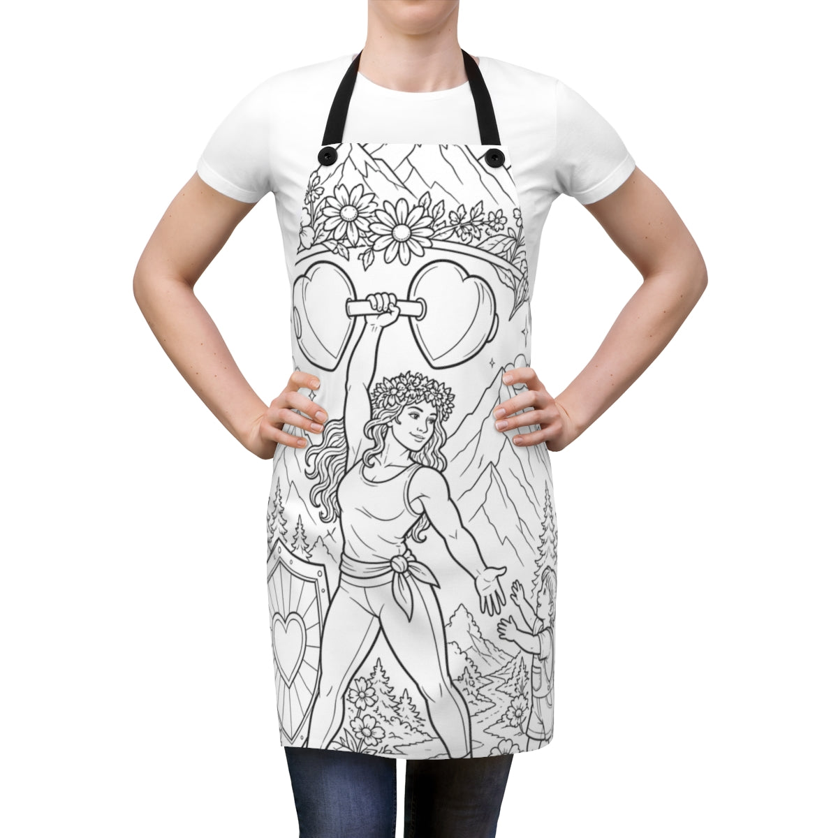 Strong Mom Apron kit shown in a lifestyle mockup - worn by a woman