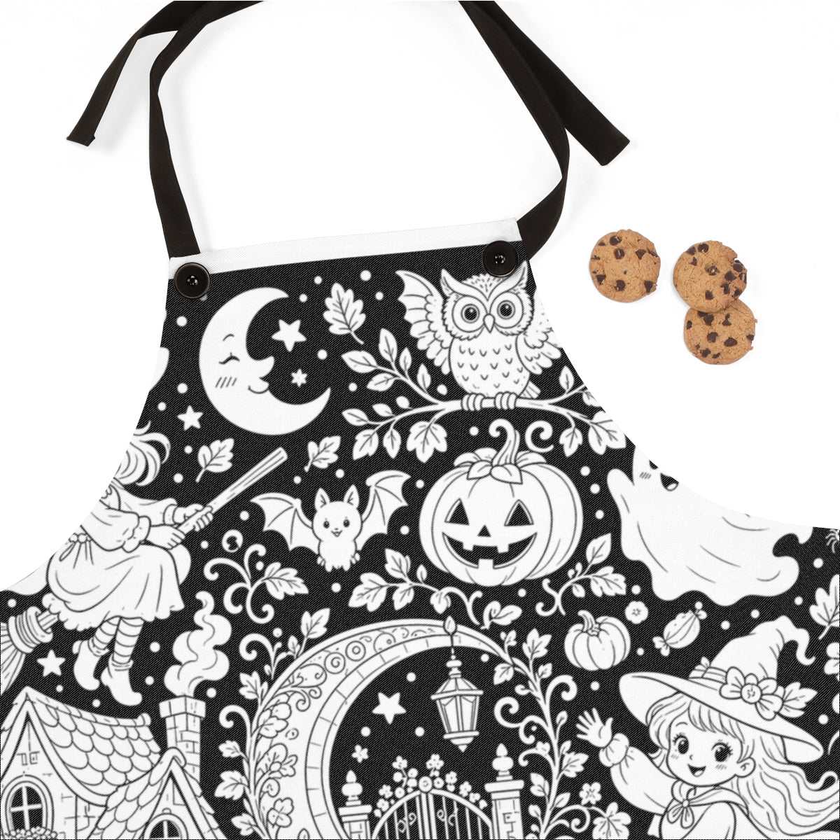 Halloween Witch Magic Apron kit shown in a lifestyle mockup - fabric close-up