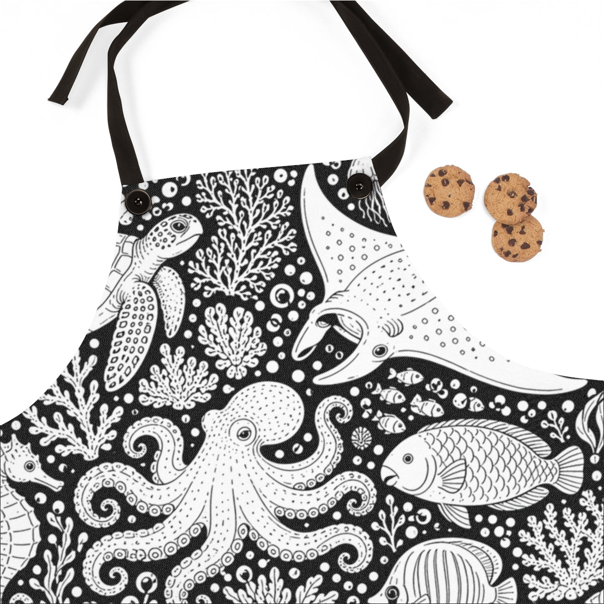 Tropical Coral Reef Apron kit shown in a lifestyle mockup - fabric close-up