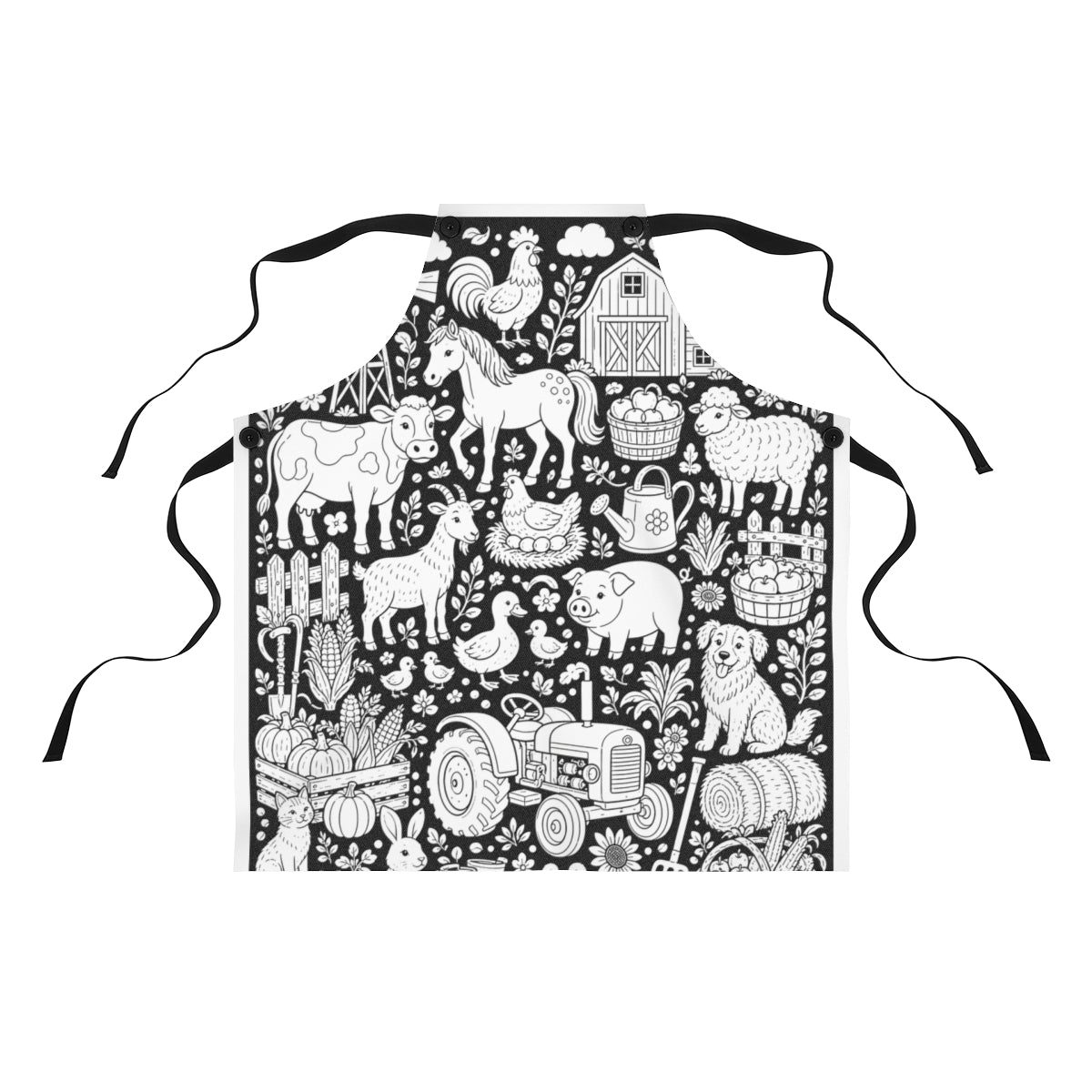 Farmyard Friends Harvest Apron kit shown in a lifestyle mockup - front view