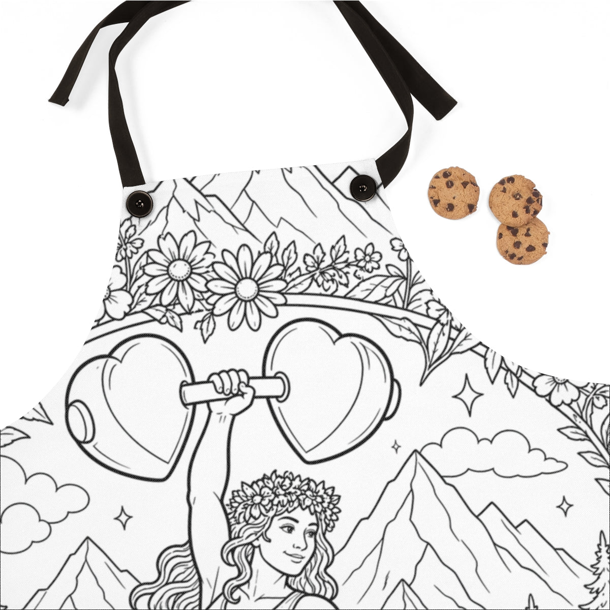 Strong Mom Apron kit shown in a lifestyle mockup - fabric close-up