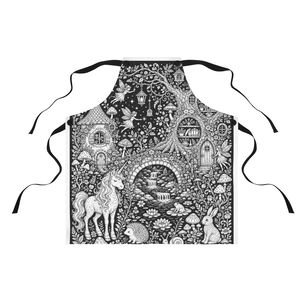 Mushroom Woodland Unicorn Apron kit shown in a lifestyle mockup - front view