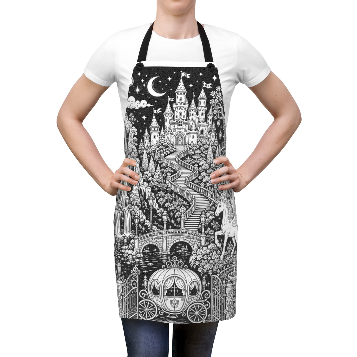 Enchanted Castle Kingdom Apron kit shown in a lifestyle mockup - worn by a woman