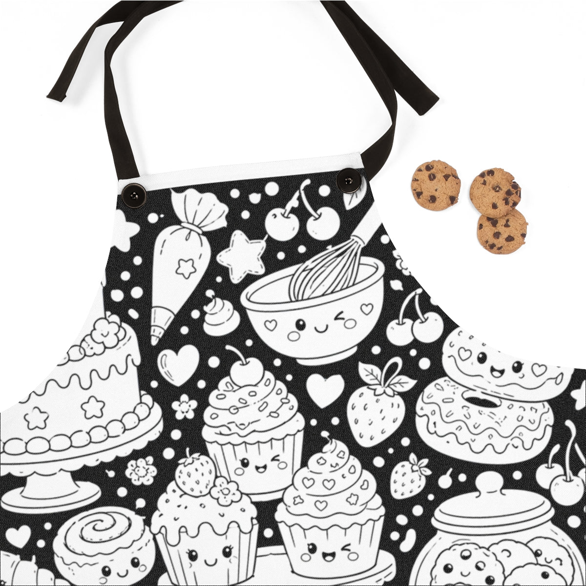 Kawaii Sweet Treats Apron kit shown in a lifestyle mockup - fabric close-up