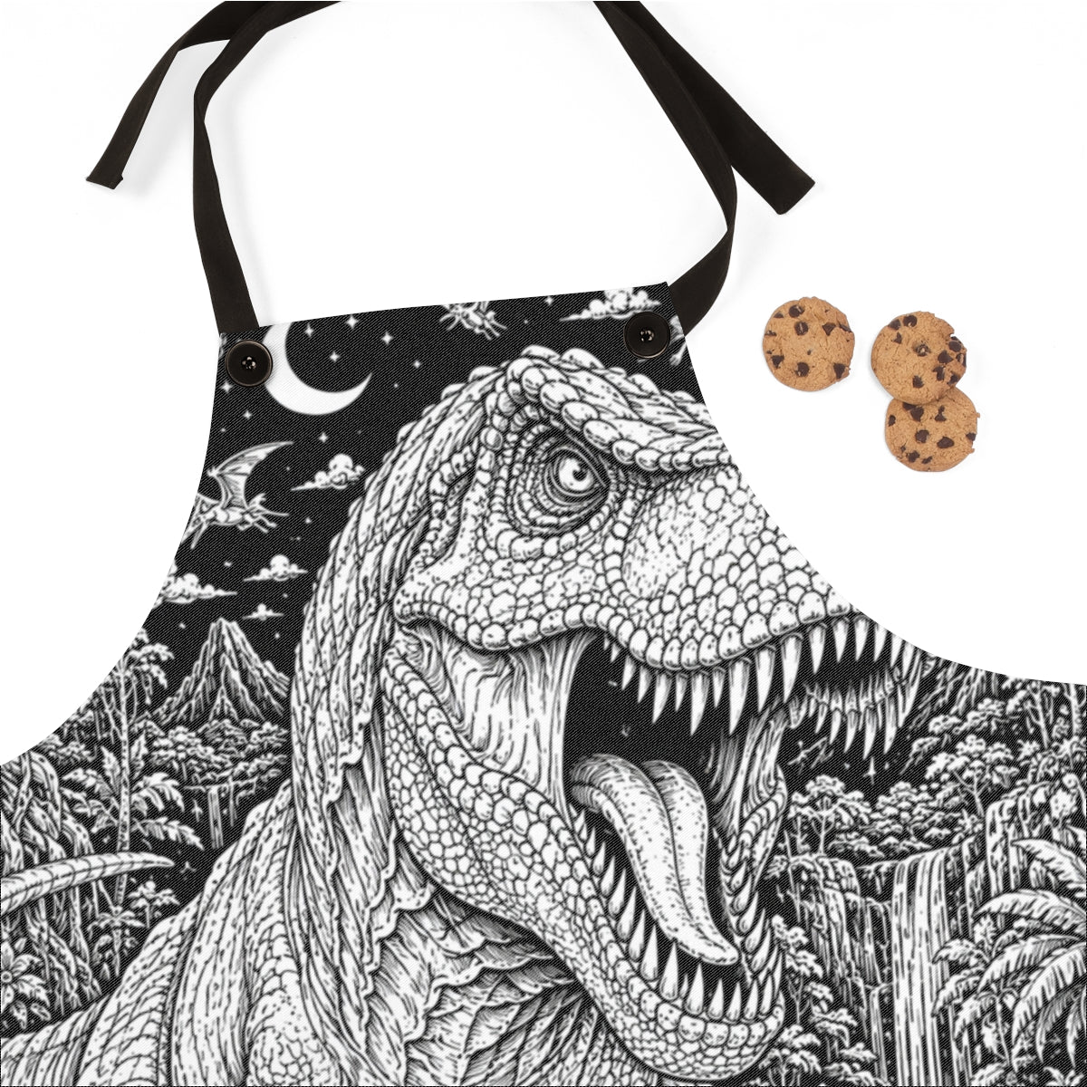 T Rex Rainforest Apron kit shown in a lifestyle mockup - fabric close-up