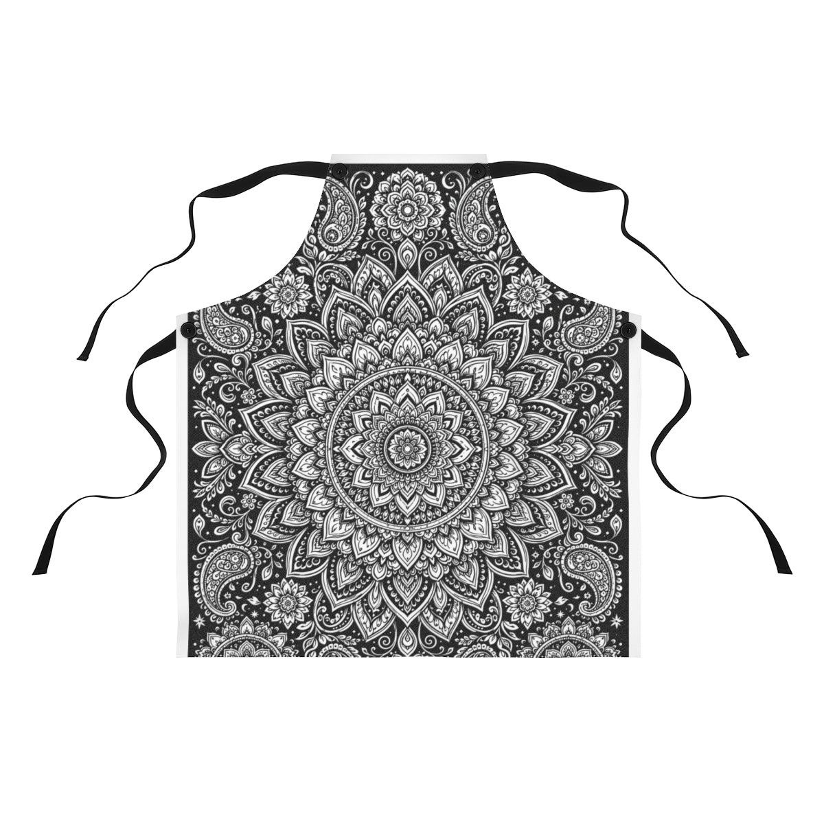 Paisley Flower Mandala Apron kit shown in a lifestyle mockup - front view