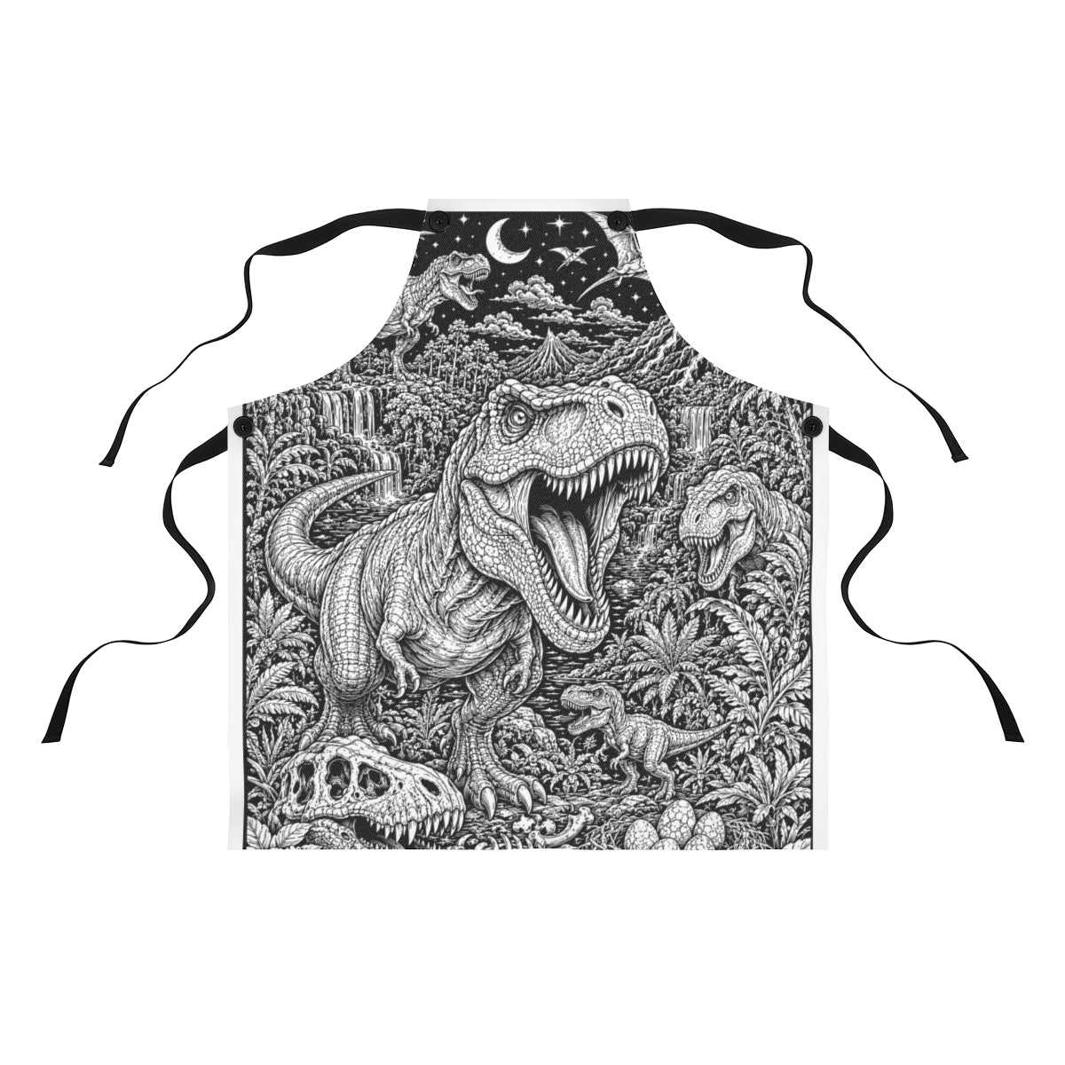 Dinosaur Volcano Valley Apron kit shown in a lifestyle mockup - front view