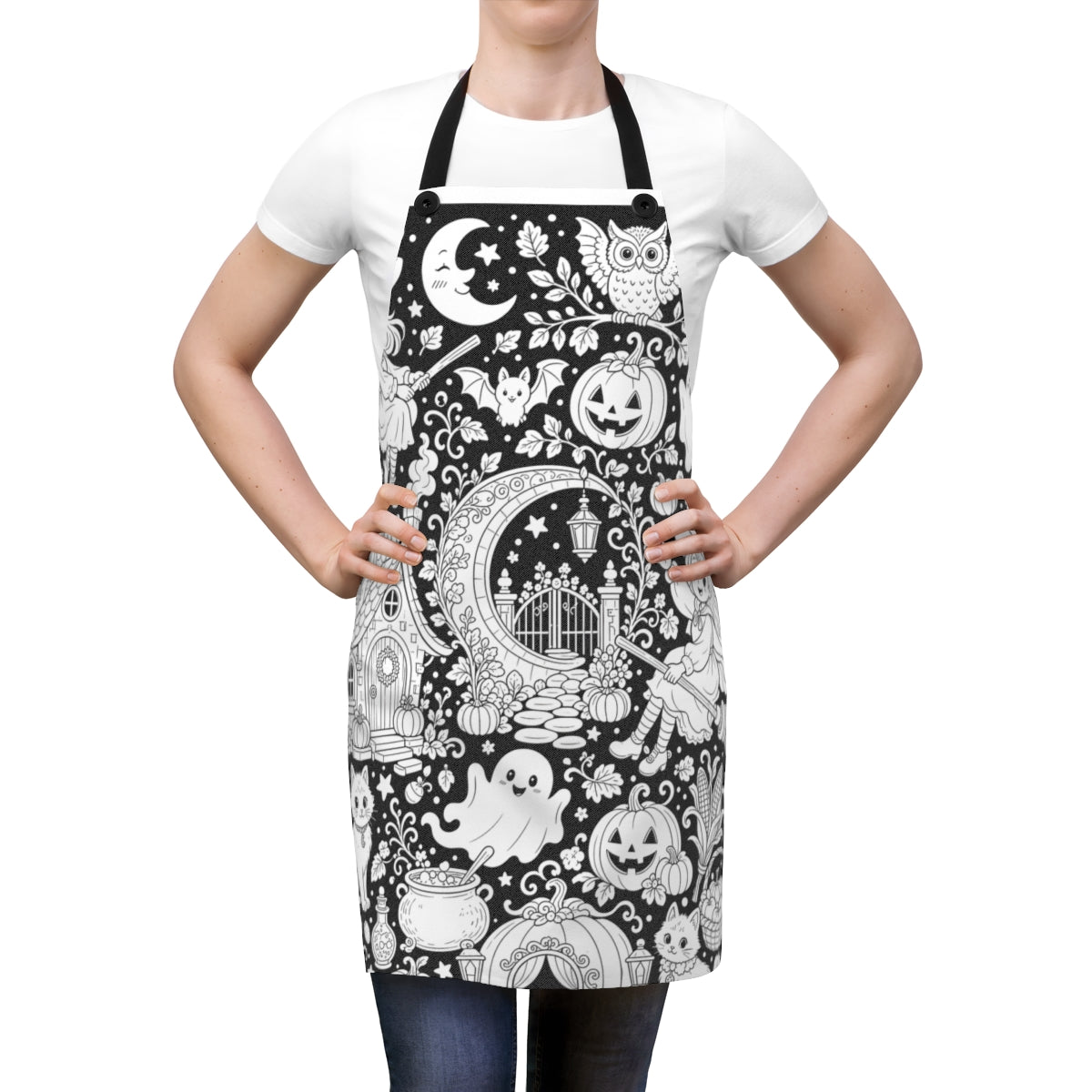 Halloween Witch Magic Apron kit shown in a lifestyle mockup - worn by a woman
