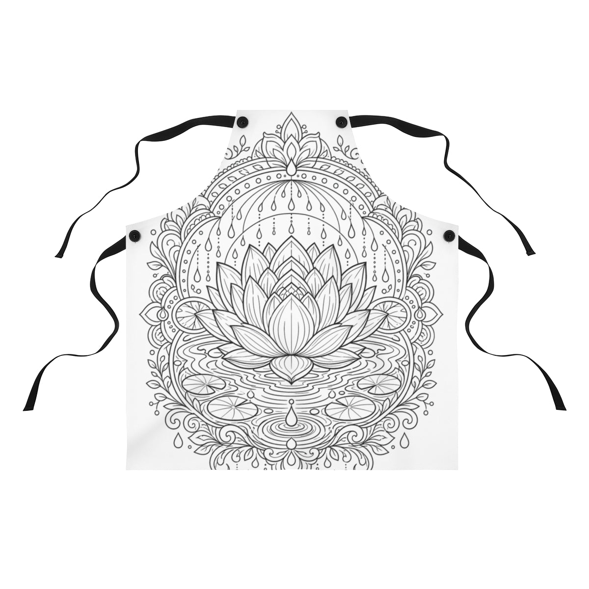 Zen Lotus Rain Mandala Apron kit shown in a lifestyle mockup - front view