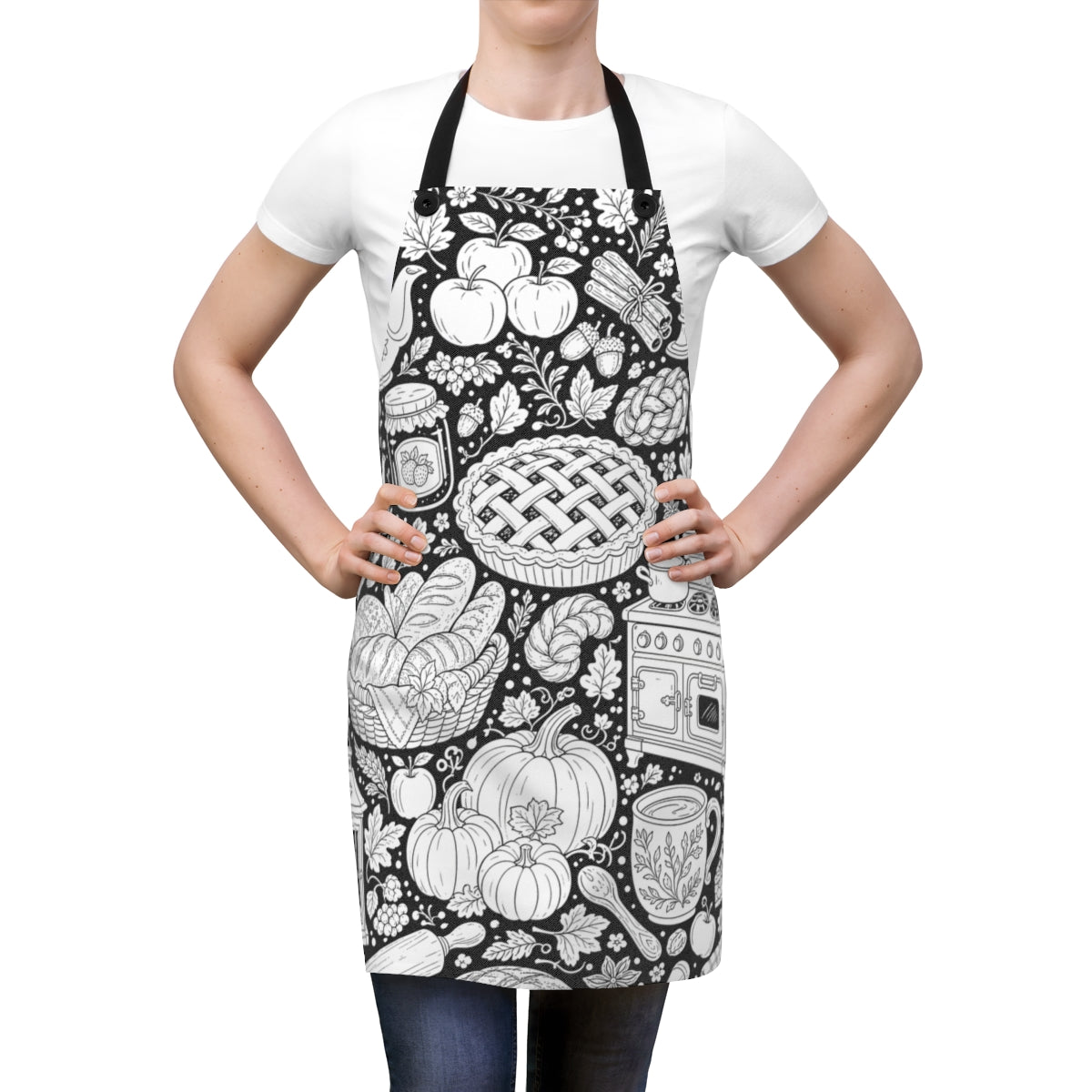 Autumn Kitchen Apron kit shown in a lifestyle mockup - worn by a woman