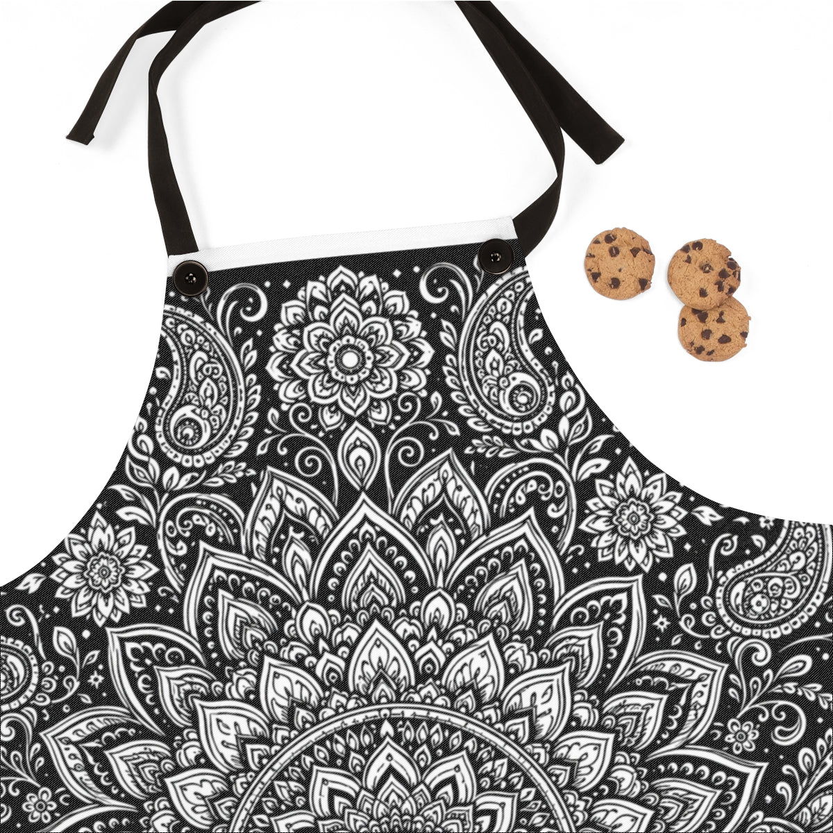 Paisley Flower Mandala Apron kit shown in a lifestyle mockup - fabric close-up